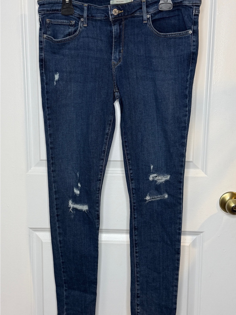 Levi’s 711 Skinny Dark Blue Distressed Women's Jeans - Picture 7 of 7